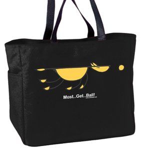 NEW Must ... Get ... Ball!  Unlined Black Canvas Dog Lover Tote Bag